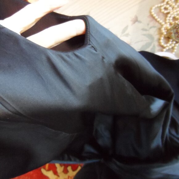 New Akris Navy Blue Wool-Blend V-Neck Sheath Dress Size US 10 - Picture 12 of 16